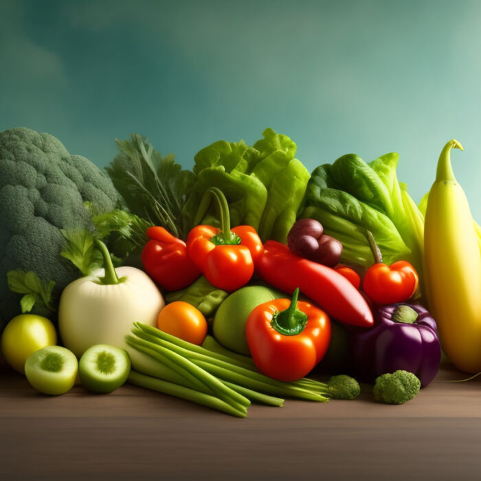 Picture vegetables fruits with blue background